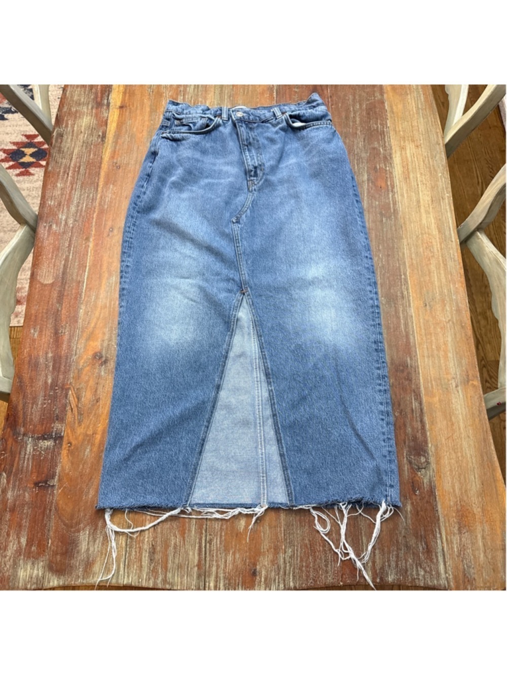 Reformation Nila Denim Maxi Skirt Blue Wash Size 29